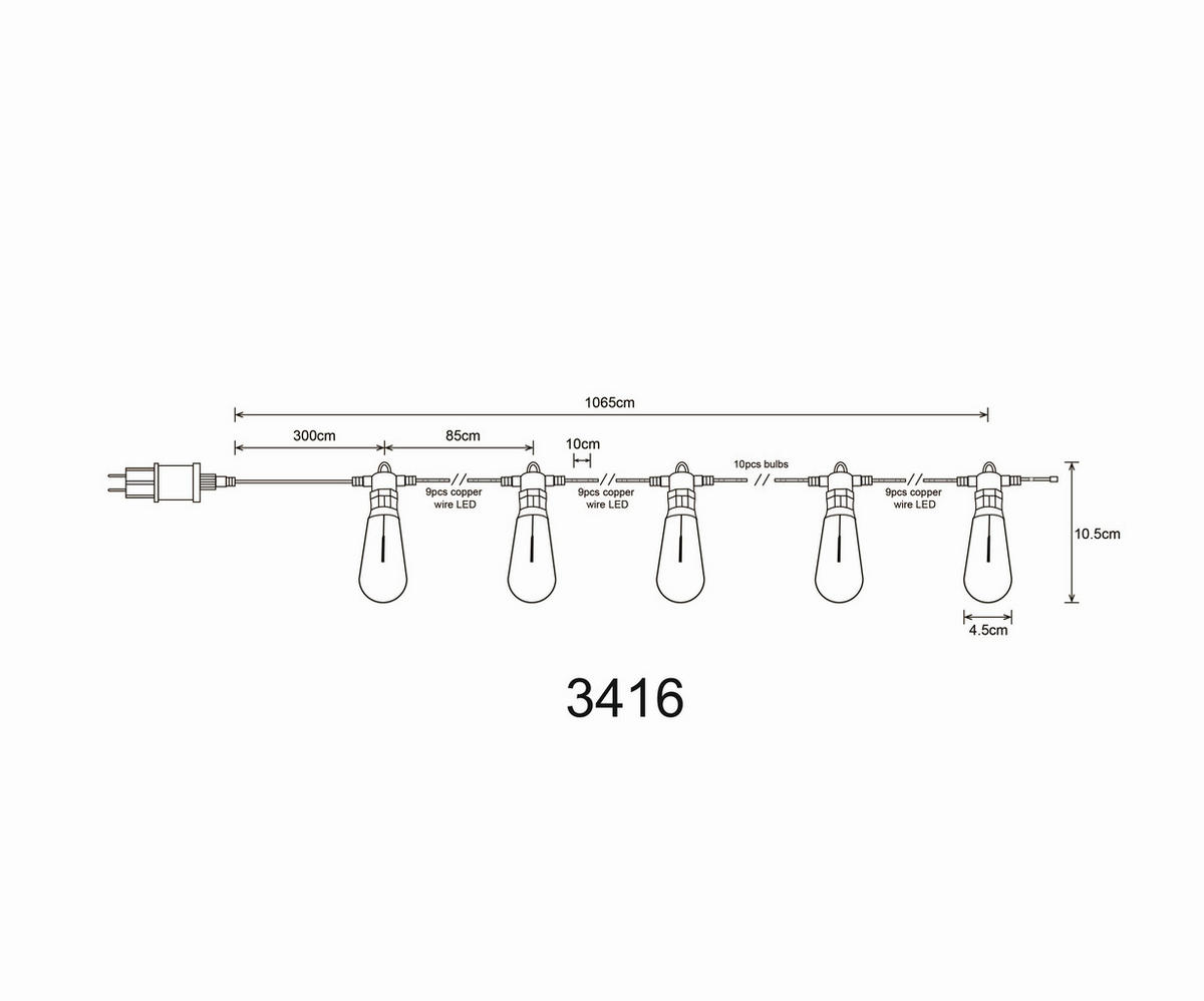 LICHTERKETTE - Klar/Transparent, Basics, Kunststoff (1050/4,5/10,5cm) - Globo