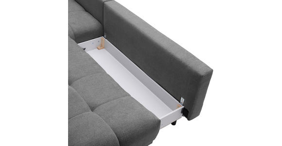 ECKSOFA in Chenille Grau, Dunkelgrau  - Dunkelgrau/Schwarz, MODERN, Textil/Metall (182/290cm) - Hom`in