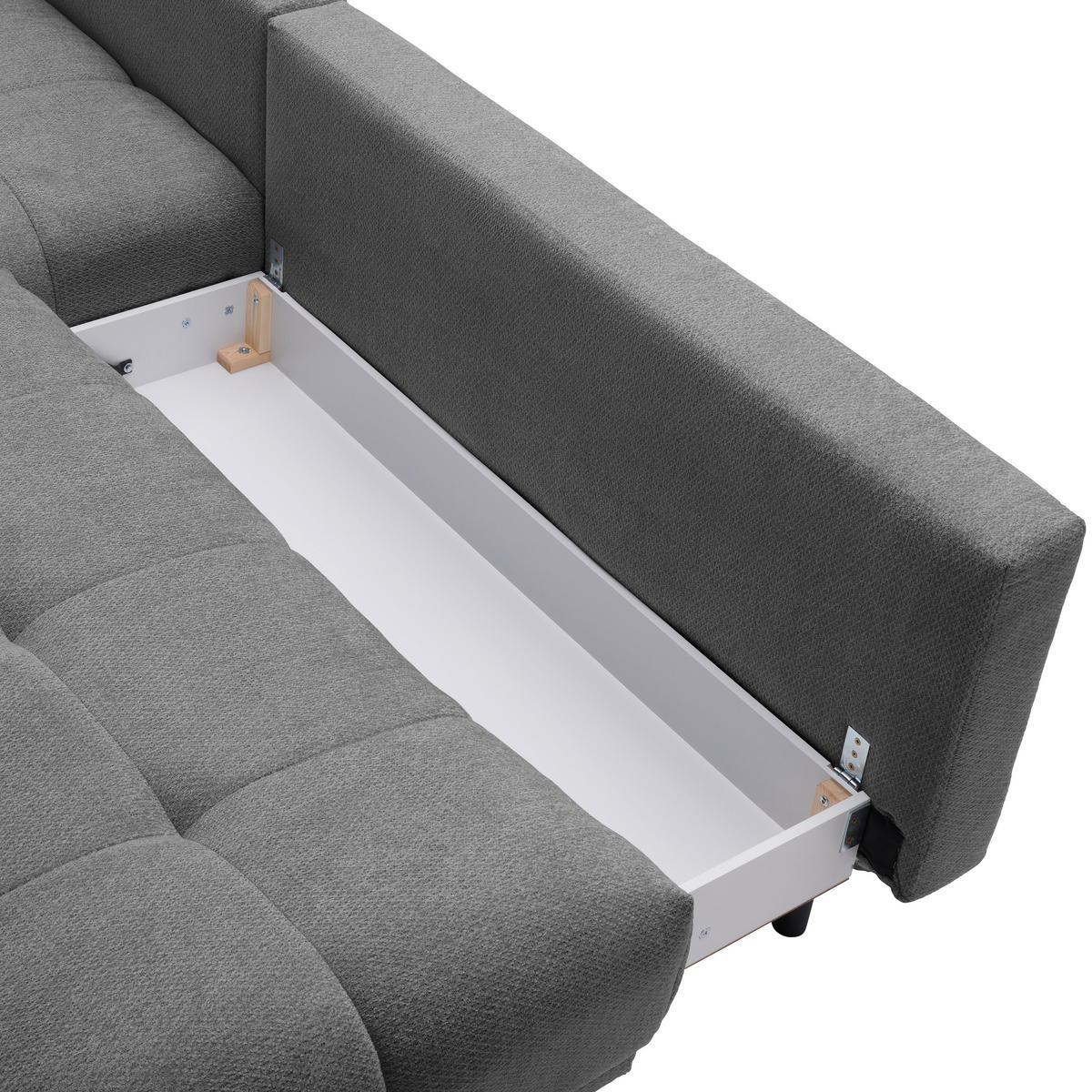 ECKSOFA Grau, Dunkelgrau Chenille  - Dunkelgrau/Schwarz, MODERN, Textil/Metall (182/290cm) - Hom`in