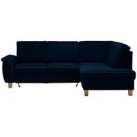 ECKSOFA in Flachgewebe Dunkelblau  - Eichefarben/Dunkelblau, Design, Holz/Textil (253/185cm) - Cantus