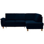 ECKSOFA in Flachgewebe Dunkelblau  - Eichefarben/Dunkelblau, Design, Holz/Textil (253/185cm) - Cantus