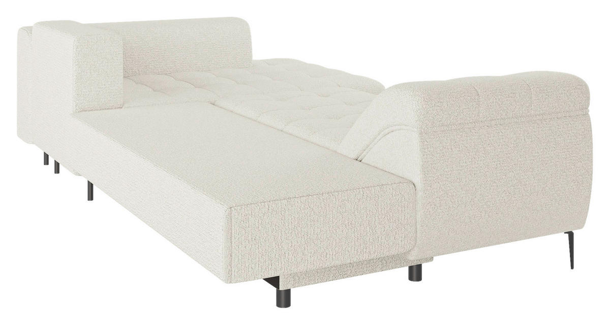 ECKSOFA Creme Struktur, Bouclé  - Creme/Schwarz, Design, Textil (177/276cm) - MID.YOU