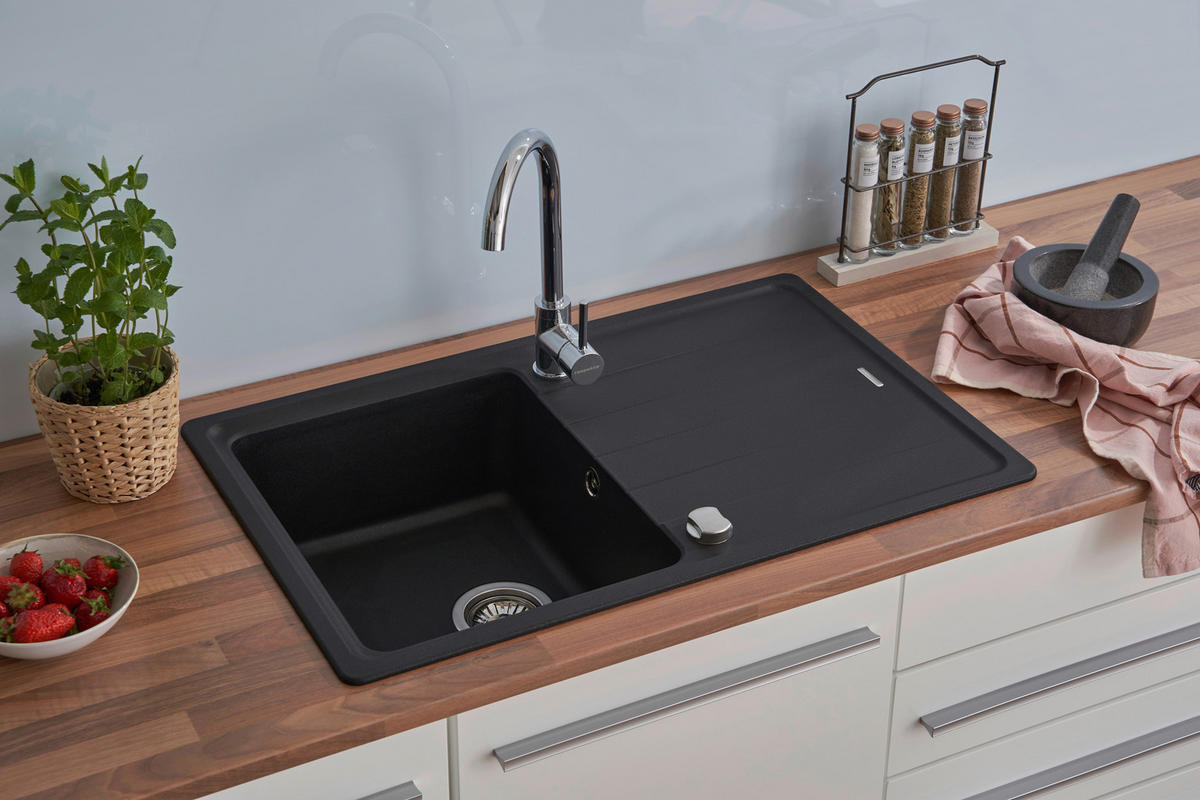 SPÜLE 1725COLUMBIA78X50S  - Schwarz, Trend, Stein (78/18,5/50cm) - Respekta