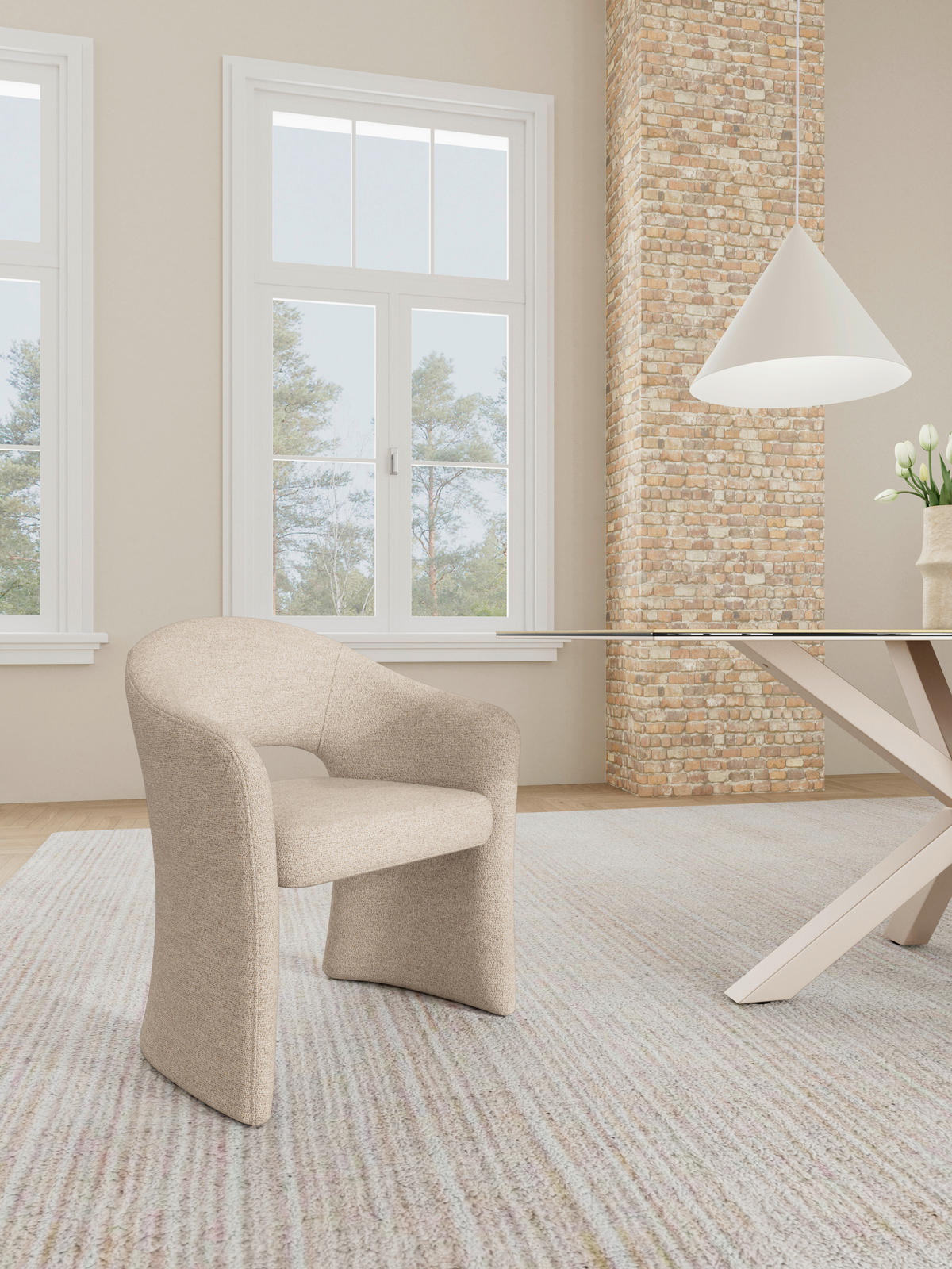 ARMLEHNSTUHL   Bouclé  - Beige, MODERN, Textil/Metall (64,5/80/56,50cm) - MID.YOU