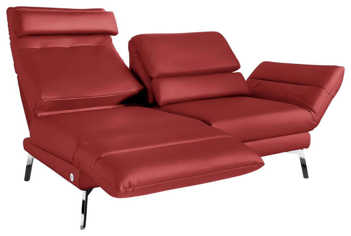 2-SITZER-SOFA in Echtleder Rot  - Chromfarben/Rot, Design, Leder/Metall (178-226/82/96-177cm) - Dieter Knoll