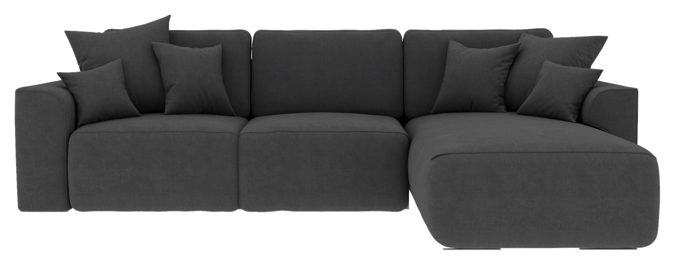 ECKSOFA Dunkelgrau Velours  - Chromfarben/Dunkelgrau, KONVENTIONELL, Kunststoff/Textil (293/195cm) - Carryhome