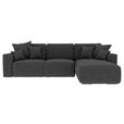 ECKSOFA Dunkelgrau Velours  - Chromfarben/Dunkelgrau, KONVENTIONELL, Kunststoff/Textil (293/195cm) - Carryhome