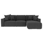 ECKSOFA in Velours Dunkelgrau  - Chromfarben/Dunkelgrau, KONVENTIONELL, Kunststoff/Textil (293/195cm) - Carryhome