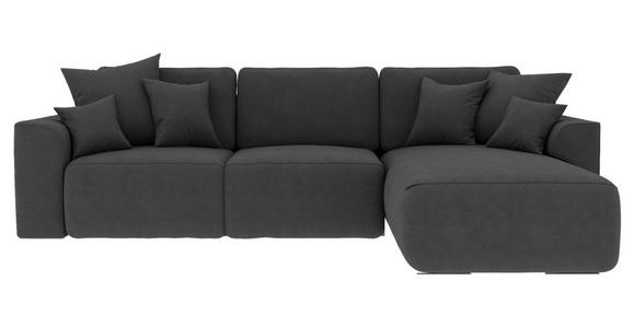 ECKSOFA in Velours Dunkelgrau  - Chromfarben/Dunkelgrau, KONVENTIONELL, Kunststoff/Textil (293/195cm) - Carryhome