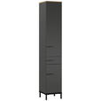 HOCHSCHRANK 34/190/34 cm - Eichefarben/Schwarz, MODERN, Holzwerkstoff/Metall (34/190/34cm) - Xora