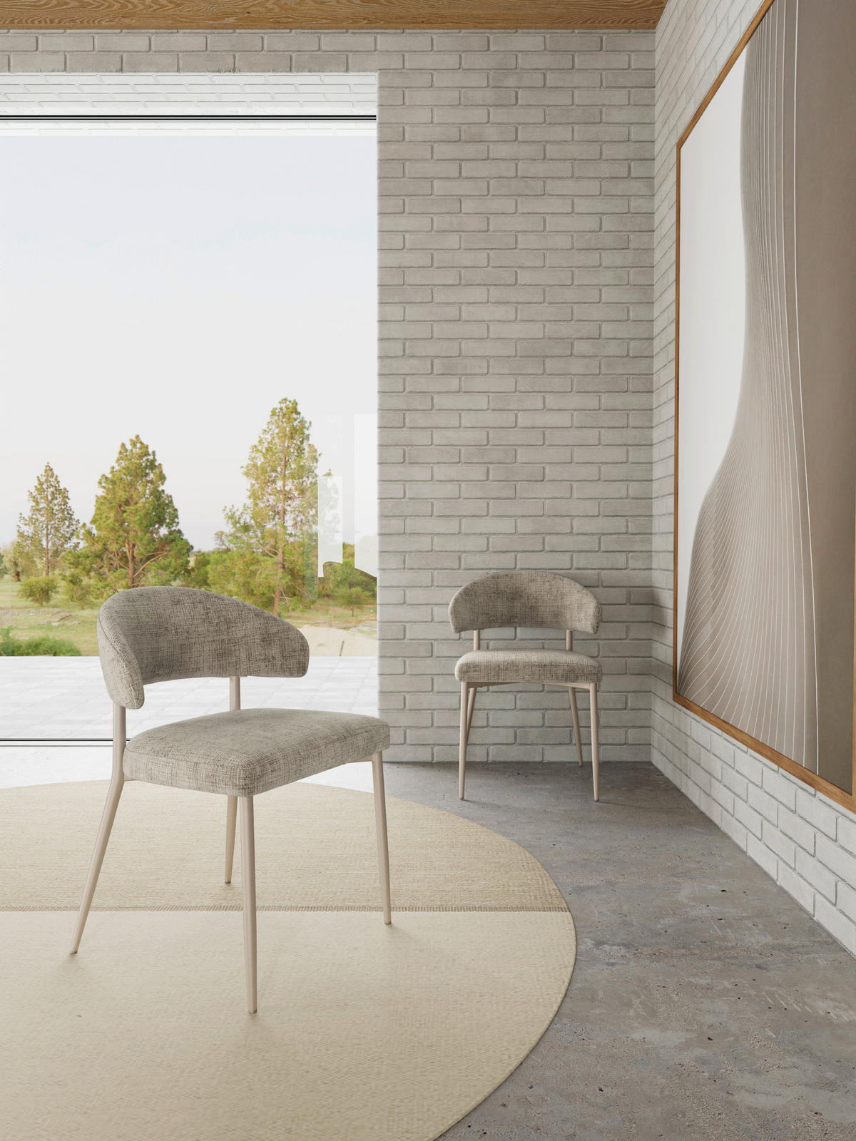 STUHL Webstoff Beige  - Beige/Grau, Trend, Textil/Metall (56/77/55cm) - MID.YOU