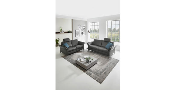 3-SITZER-SOFA Echtleder Anthrazit, Schwarz  - Anthrazit/Schwarz, Design, Leder/Metall (190/84/99cm) - Dieter Knoll