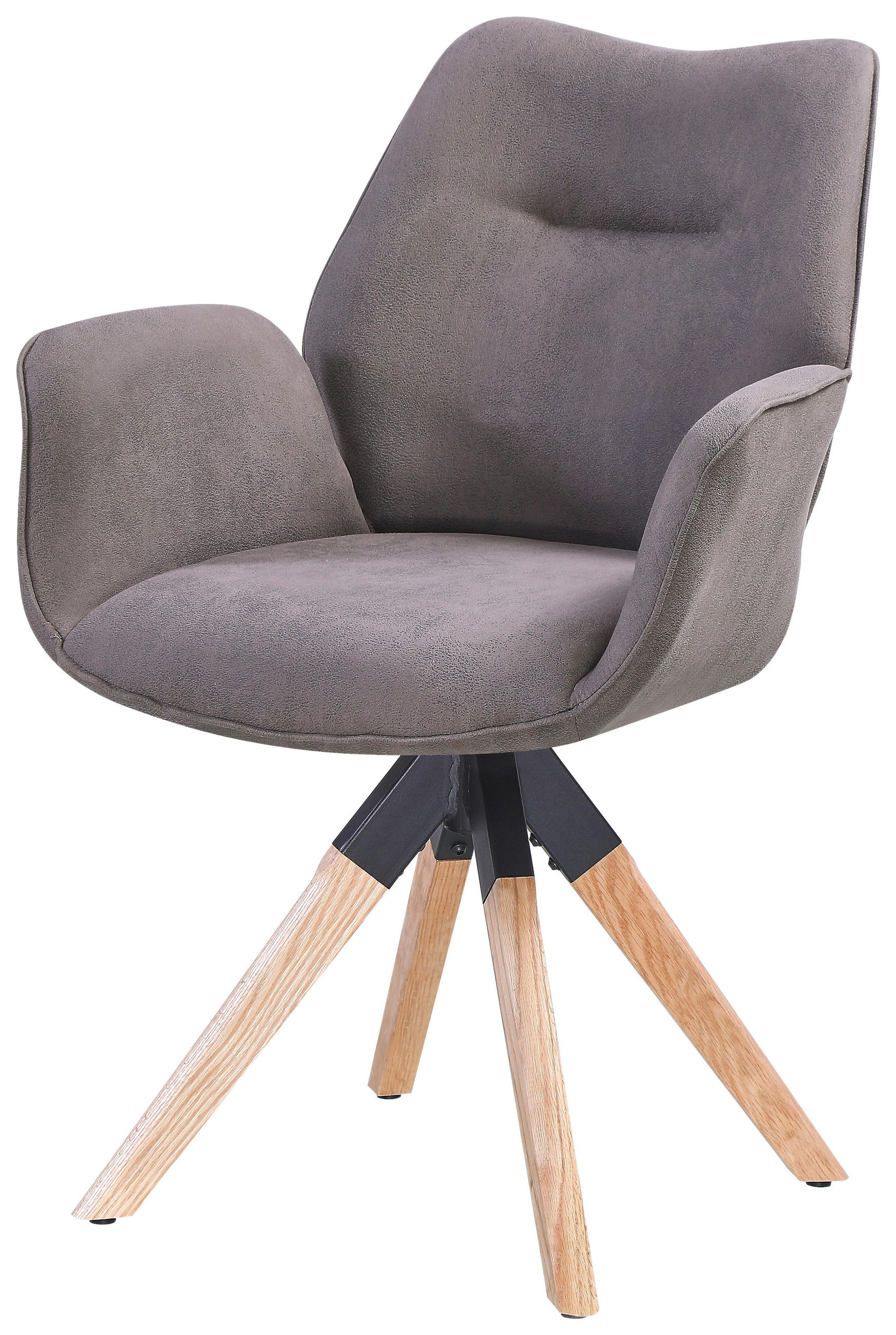 ARMLEHNSTUHL  in Webstoff  - Anthrazit/Naturfarben, MODERN, Holz/Textil (61/86/62cm) - Livetastic