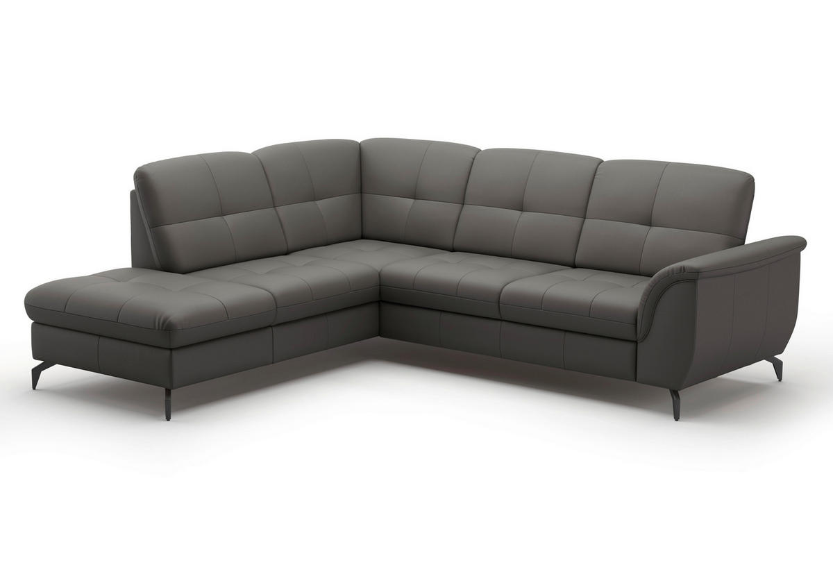 ECKSOFA in Vliesstoff Kombination Echtleder/Stoff Anthrazit  212/244 cm  - Anthrazit/Schwarz, MODERN, Leder/Textil (212/244cm) - Sit & More