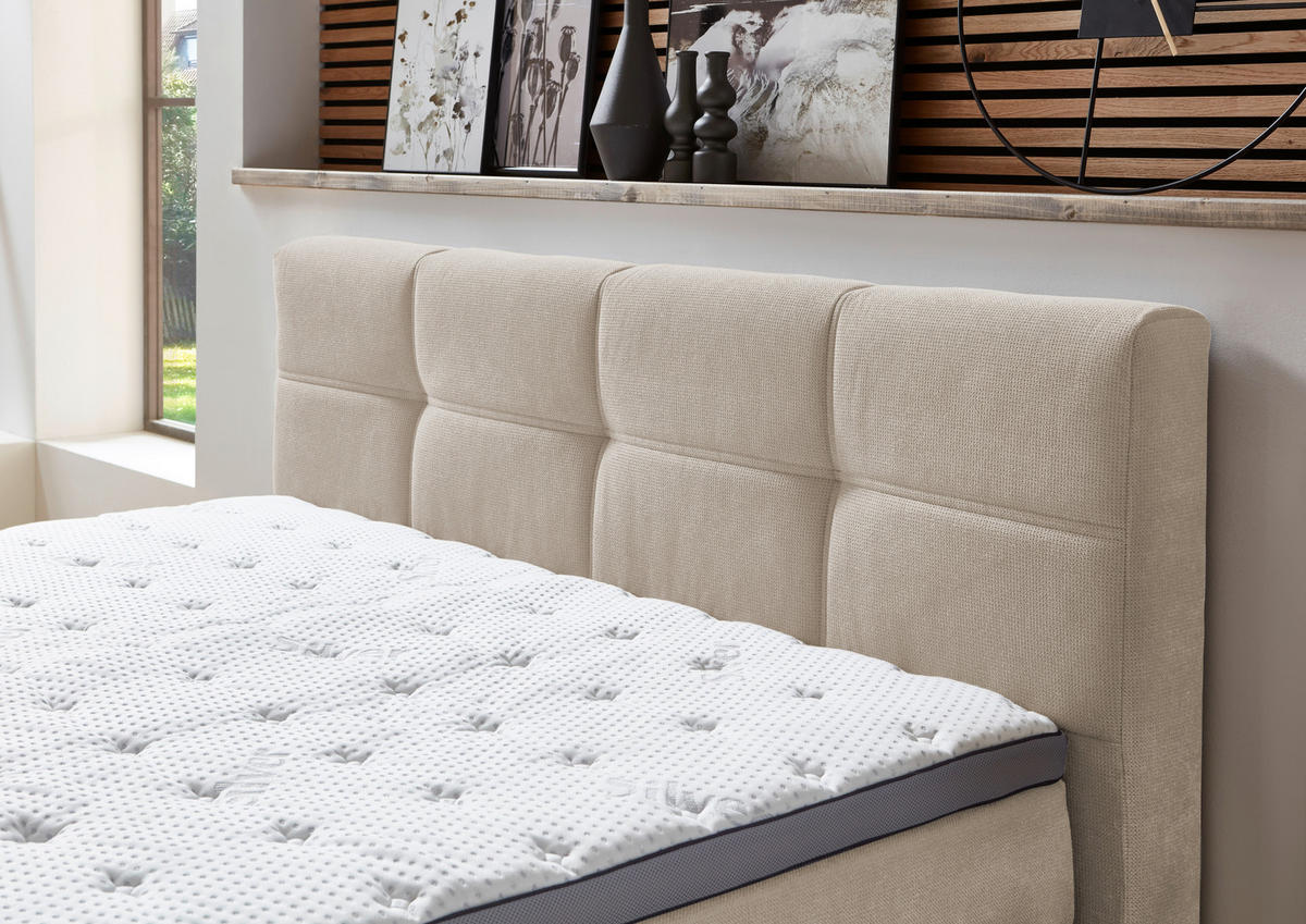 BOXSPRINGBETT 180/200 cm  Naturfarben  - Schwarz/Naturfarben, Konventionell, Kunststoff/Textil (180/200cm) - Carryhome