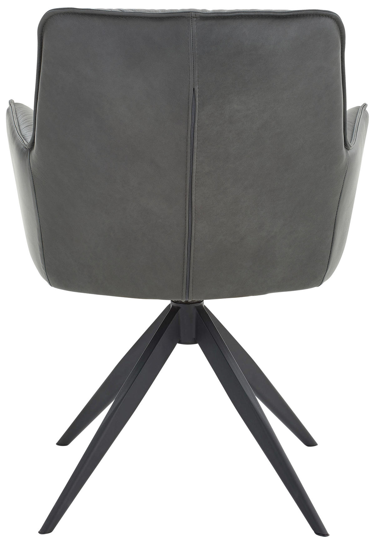 ARMLEHNSTUHL  in Eisen Echtleder pigmentiert  - Anthrazit, Design, Leder/Metall (59/89/63cm) - Dieter Knoll