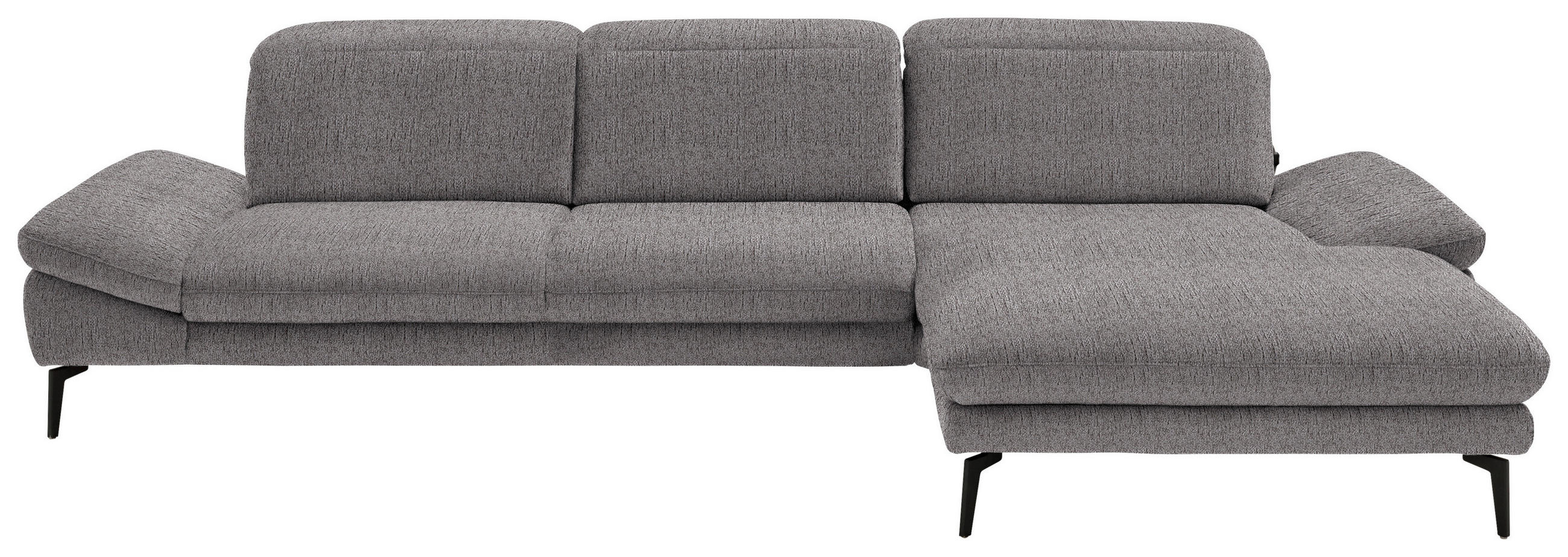 ECKSOFA in Chenille Graubraun  - Graubraun/Schwarz, Design, Textil/Metall (319/188cm) - Beldomo System