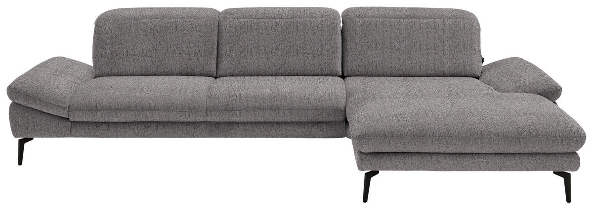 ECKSOFA in Chenille Graubraun  - Graubraun/Schwarz, Design, Textil/Metall (319/188cm) - Beldomo System