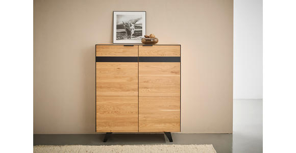 HIGHBOARD  in 121,1/140/42 cm  - Wildeiche/Schwarz, KONVENTIONELL, Holz/Holzwerkstoff (121,1/140/42cm) - Landscape