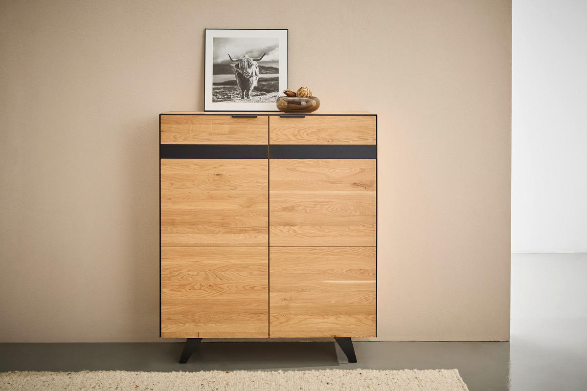 HIGHBOARD  in 121,1/140/42 cm  - Wildeiche/Schwarz, KONVENTIONELL, Holz/Holzwerkstoff (121,1/140/42cm) - Landscape