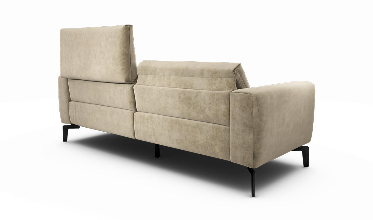 2,5-SITZER Samt Naturfarben  - Schwarz/Naturfarben, Design, Textil/Metall (220/86/86-94cm) - SENSOO