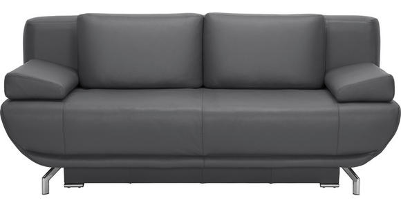 SCHLAFSOFA in Echtleder Dunkelgrau - Chromfarben/Dunkelgrau, Design, Leder/Metall (210/87/97cm) - Dieter Knoll