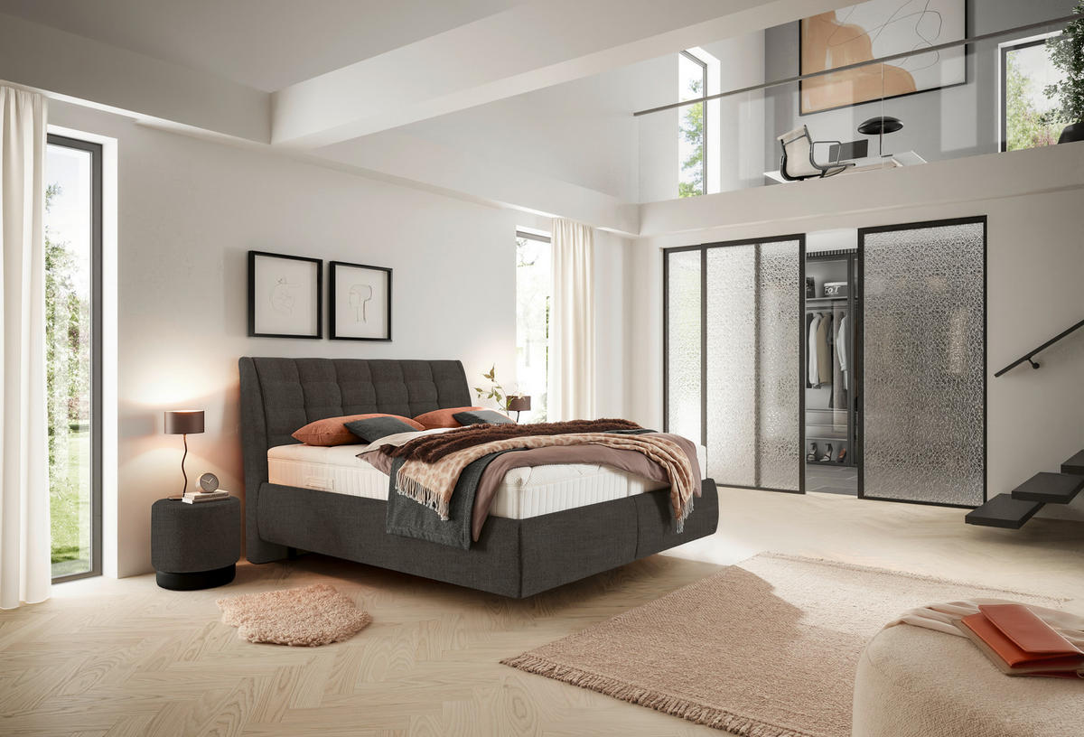 POLSTERBETT 180/200 cm  Graubraun  - Weiss/Graubraun, Design, Holz/Holzwerkstoff (180/200cm) - Dieter Knoll