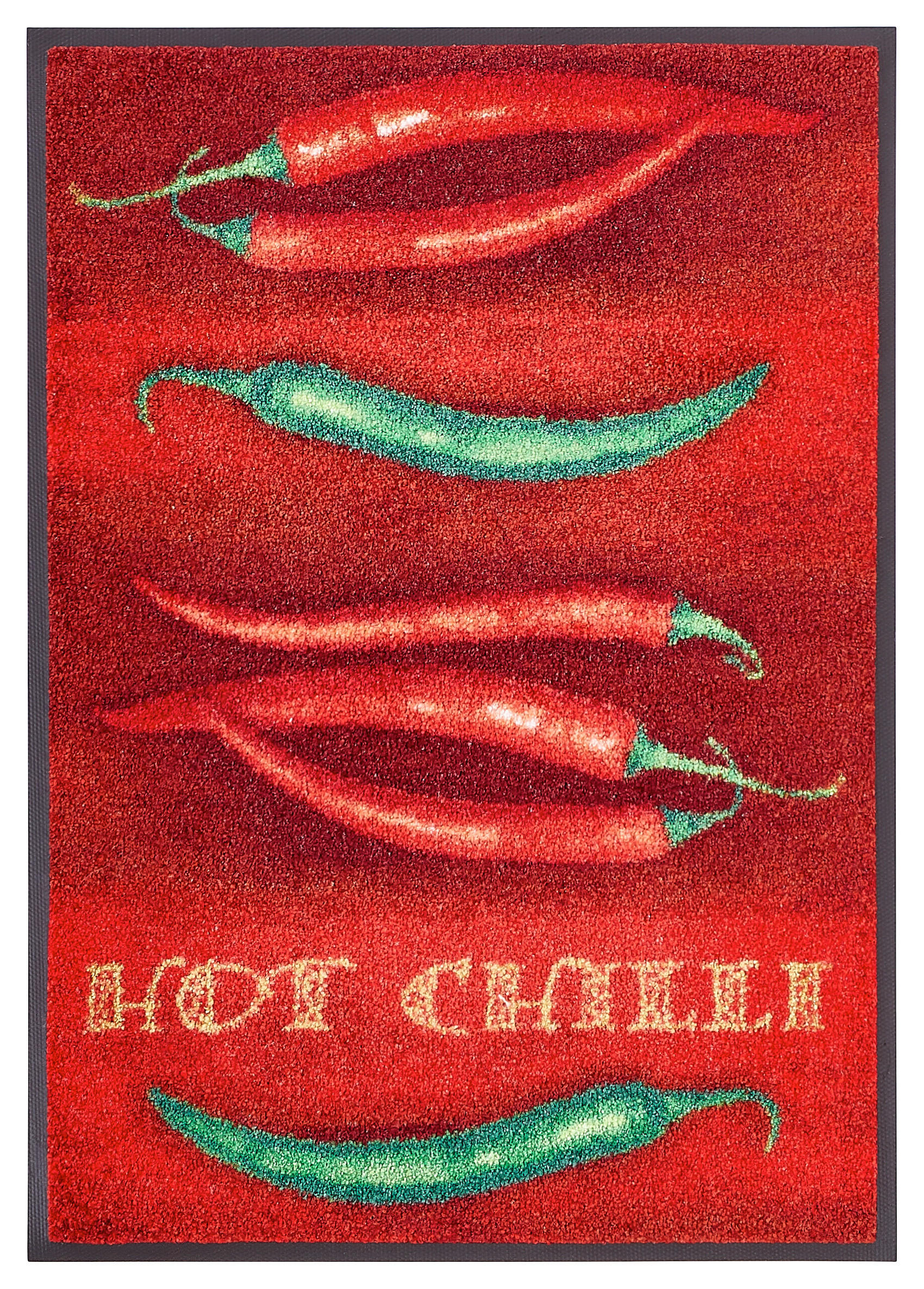 KÜCHENTEPPICH 75/120 cm Hot Chilli Rot, Grün  - Rot/Grün, Trend, Kunststoff/Textil (75/120cm) - wash+dry