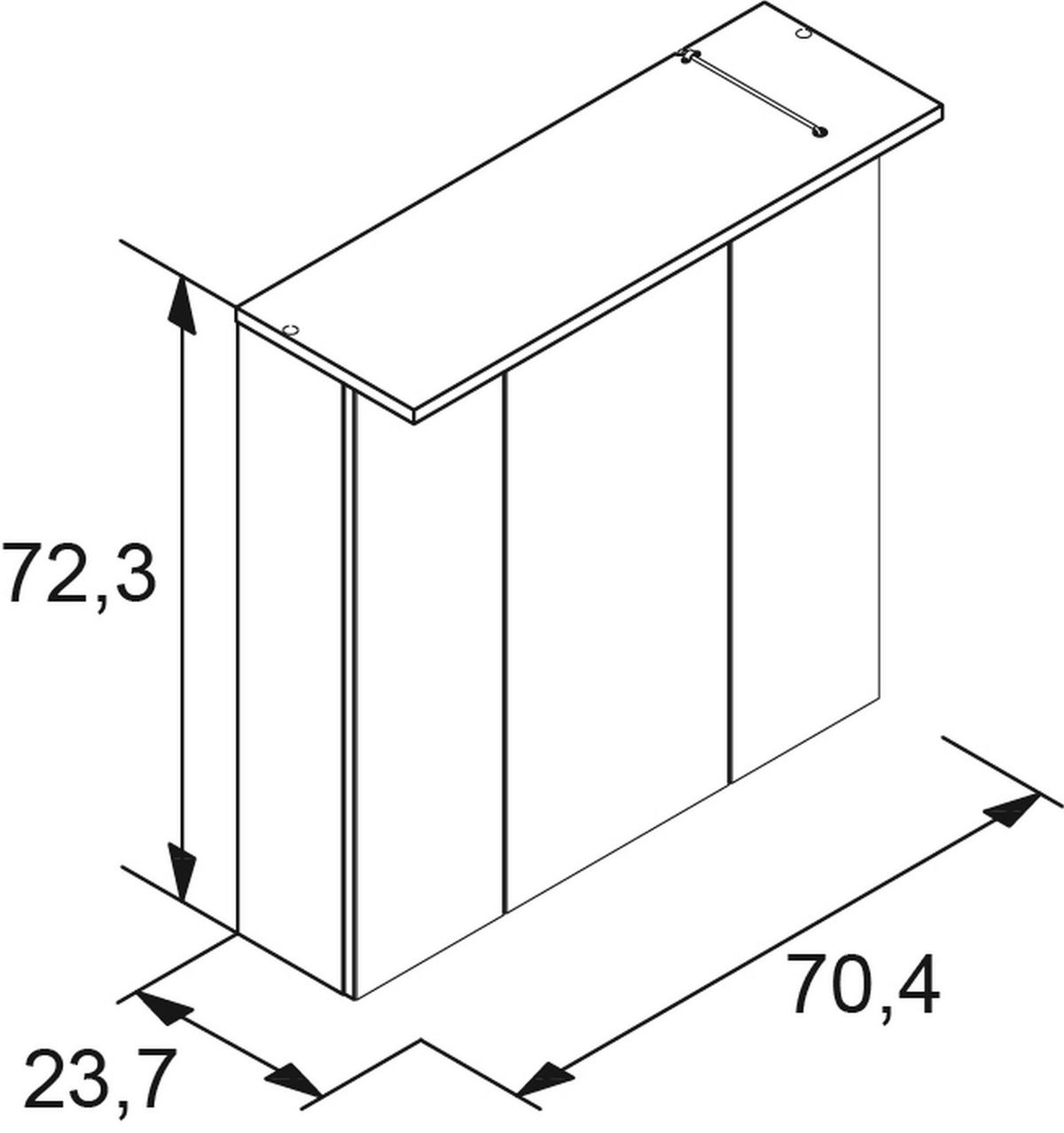 SPIEGELSCHRANK 70,4/72,3/23,7 cm  - Platinfarben/Eichefarben, MODERN, Glas/Holzwerkstoff (70,4/72,3/23,7cm) - Stylife