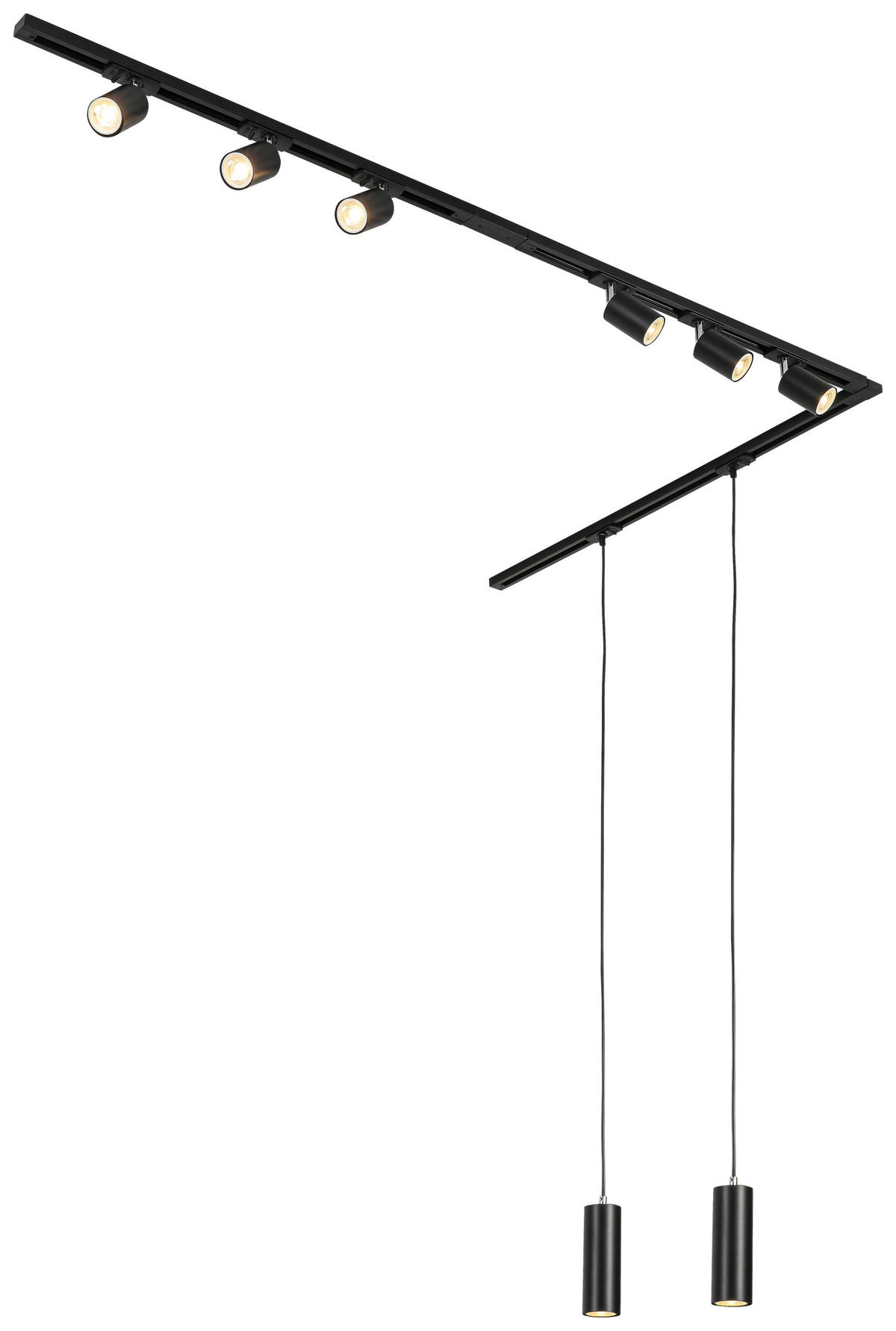 DECKENLEUCHTE 262 cm   - Schwarz, Trend, Kunststoff/Metall (262cm) - Novel