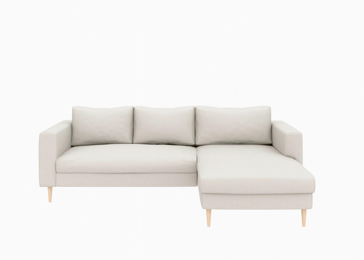 ECKSCHLAFSOFA  mit Rücken echt, Armteil links, Armteil rechts Struktur Sandfarben  - Sandfarben/Buchefarben, MODERN, Holz/Textil (232/161cm) - Trendmanufaktur