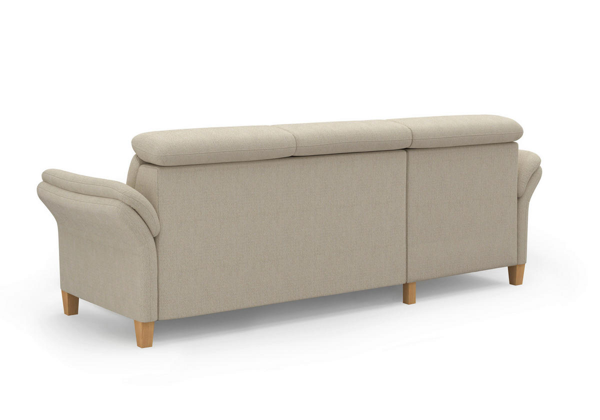ECKSOFA GLENDALE E in Chenille Sandfarben  166/253 cm  - Sandfarben/Eichefarben, KONVENTIONELL, Holz/Textil (166/253cm) - Sit & More