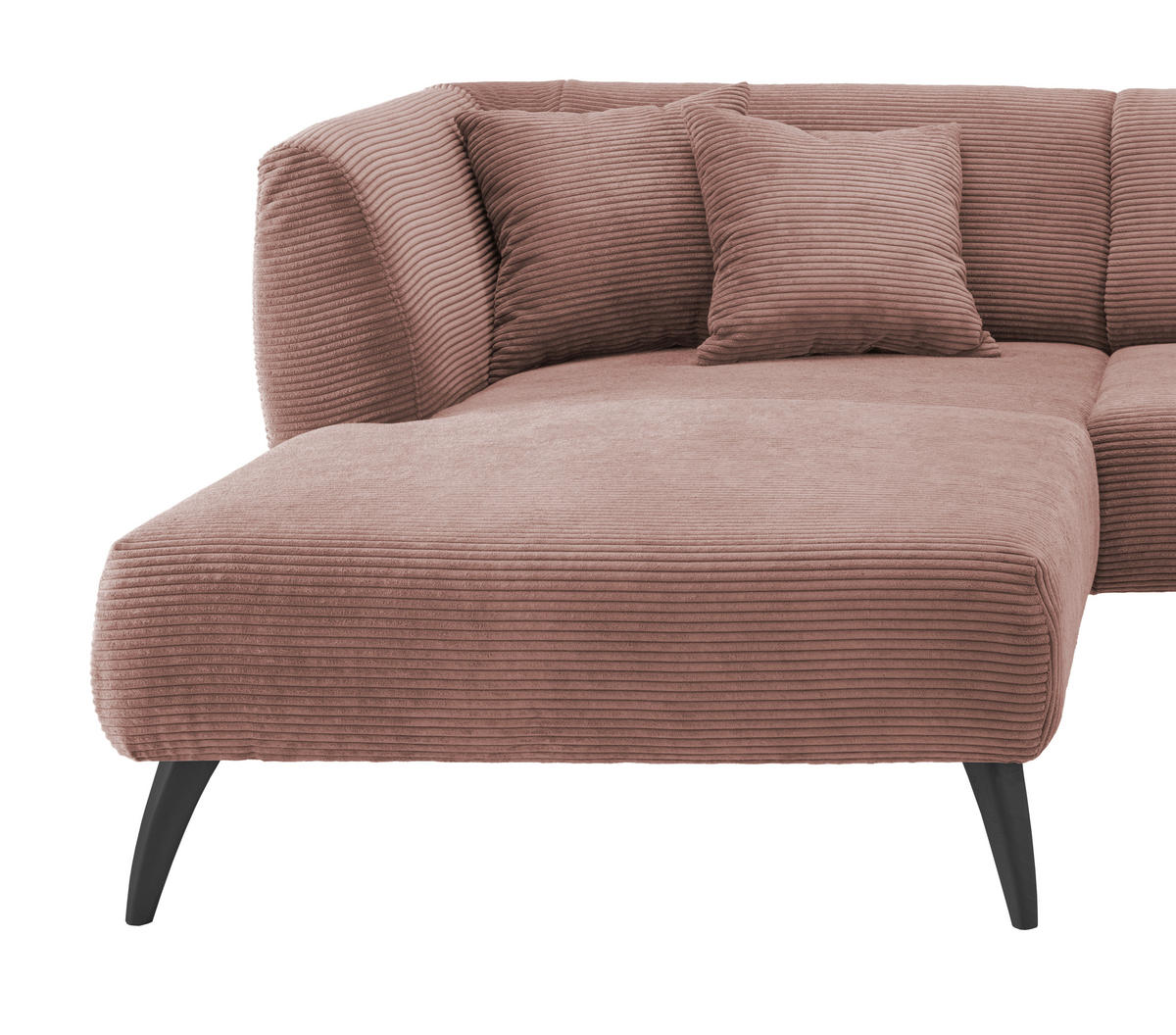 ECKSOFA in Cord Rosa  160/264 cm  - Schwarz/Rosa, MODERN, Holz/Textil (160/264cm) - MID.YOU