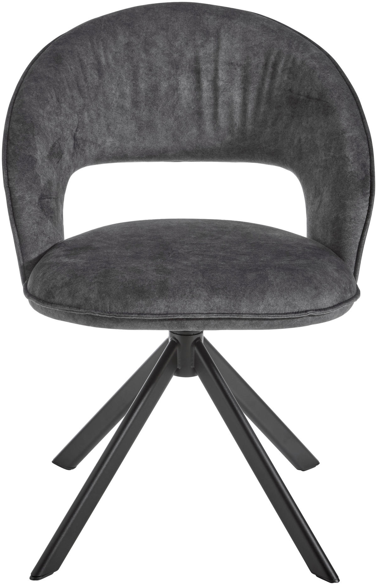 STUHL  Stoffauswahl, Sitzfläche 360° drehbar Velours  - Schwarz/Grau, Basics, Textil/Metall (60/88,5/64cm) - Celina Home