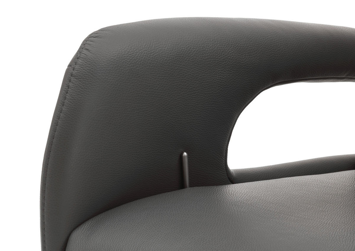 RELAXSESSEL in Leder Anthrazit  - Anthrazit/Silberfarben, KONVENTIONELL, Leder/Metall (71/110/99cm) - Dieter Knoll