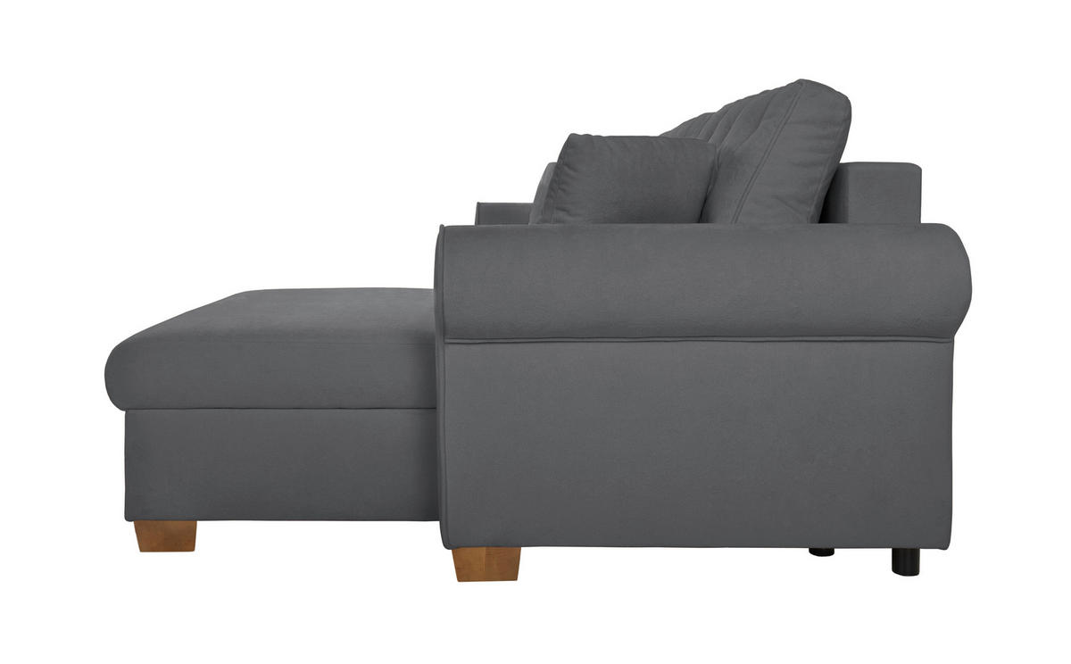 ECKSOFA Arles Dunkelgrau  - Dunkelgrau/Buchefarben, Design, Holz/Textil (266/161cm) - MID.YOU