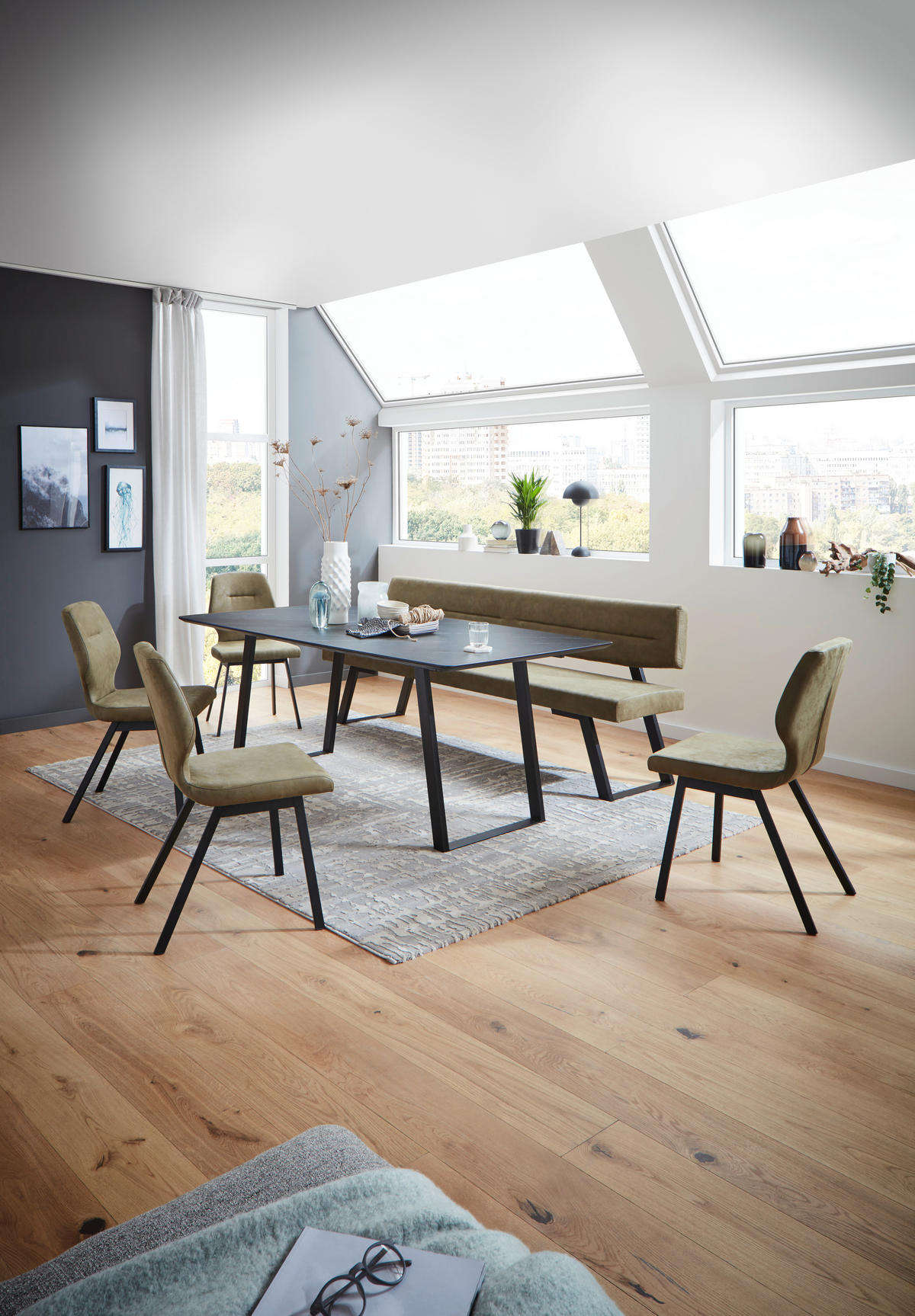 ESSTISCH rechteckig Grau, Schwarz  - Schwarz/Grau, Design, Kunststoff/Metall (200/100/76cm) - Dieter Knoll