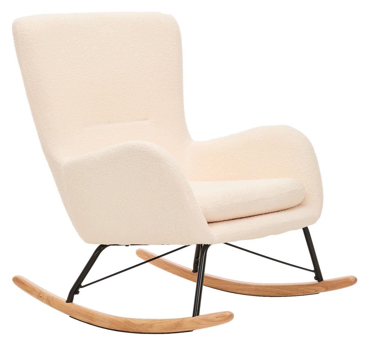 SCHAUKELSTUHL in Teddystoff Creme  - Creme/Naturfarben, LIFESTYLE, Holz/Textil (71/94/91cm) - Novel