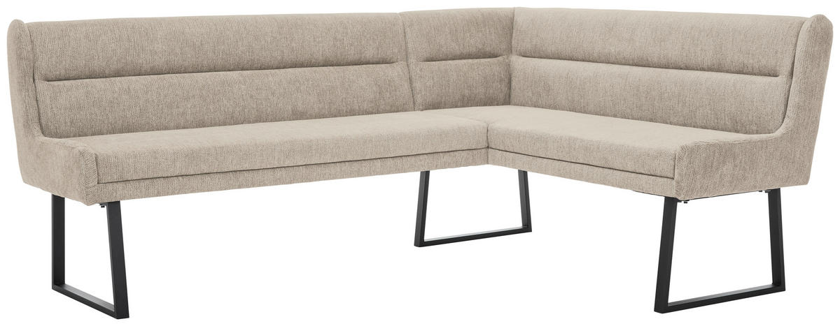 ECKBANK 217/159 cm Webstoff Beige, Schwarz   - Beige/Schwarz, Design, Textil/Metall (217/159cm) - Novel