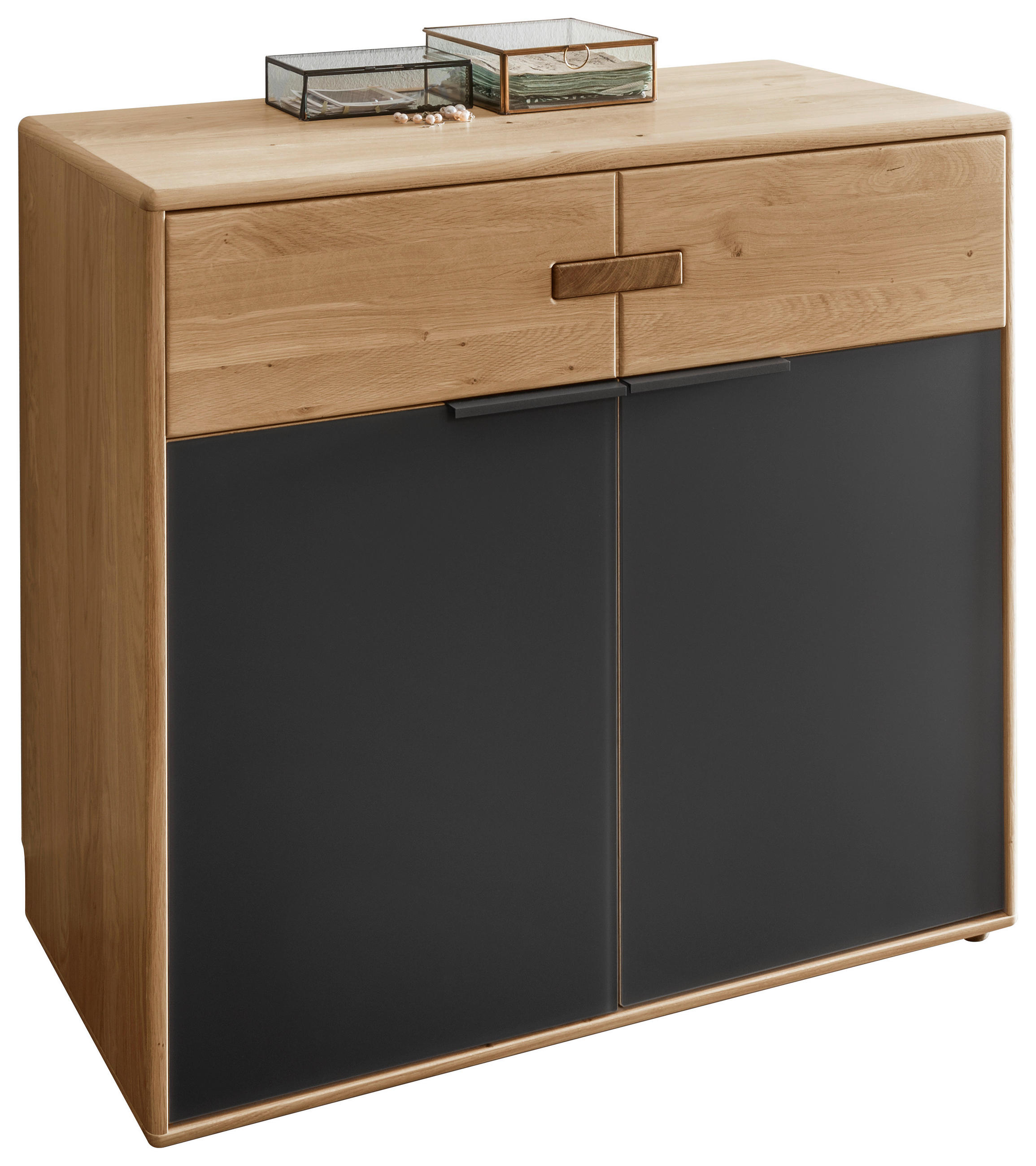 E-shop Linea Natura KOMODA, dub, antracitová, dub bianco, 100/89/44 cm