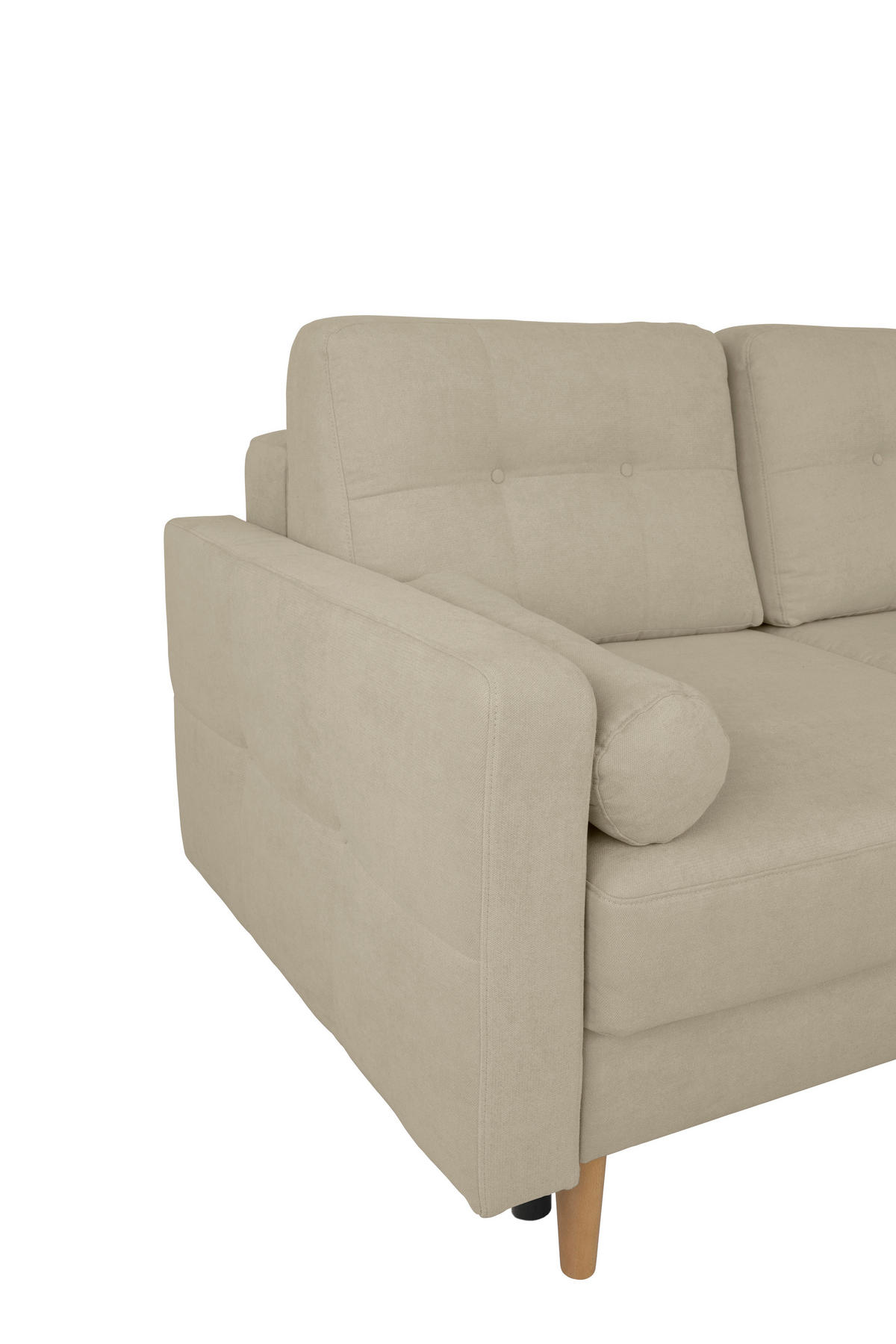 ECKSOFA in Taupe  - Taupe/Buchefarben, Design, Holz/Textil (223/157cm) - MID.YOU