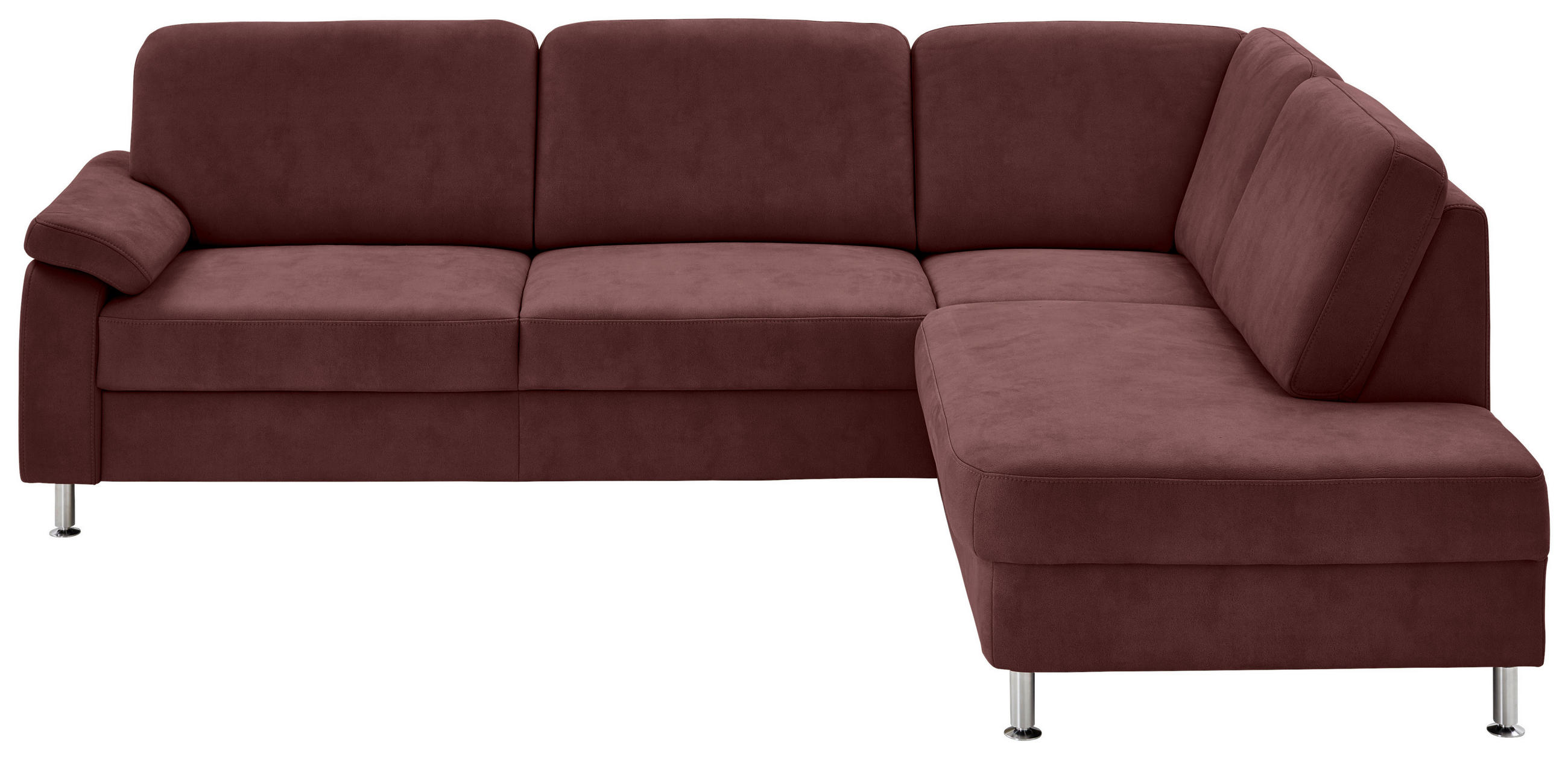 ECKSOFA in Mikrofaser Weinrot  - Weinrot, Design, Textil/Metall (266/202cm) - Beldomo System