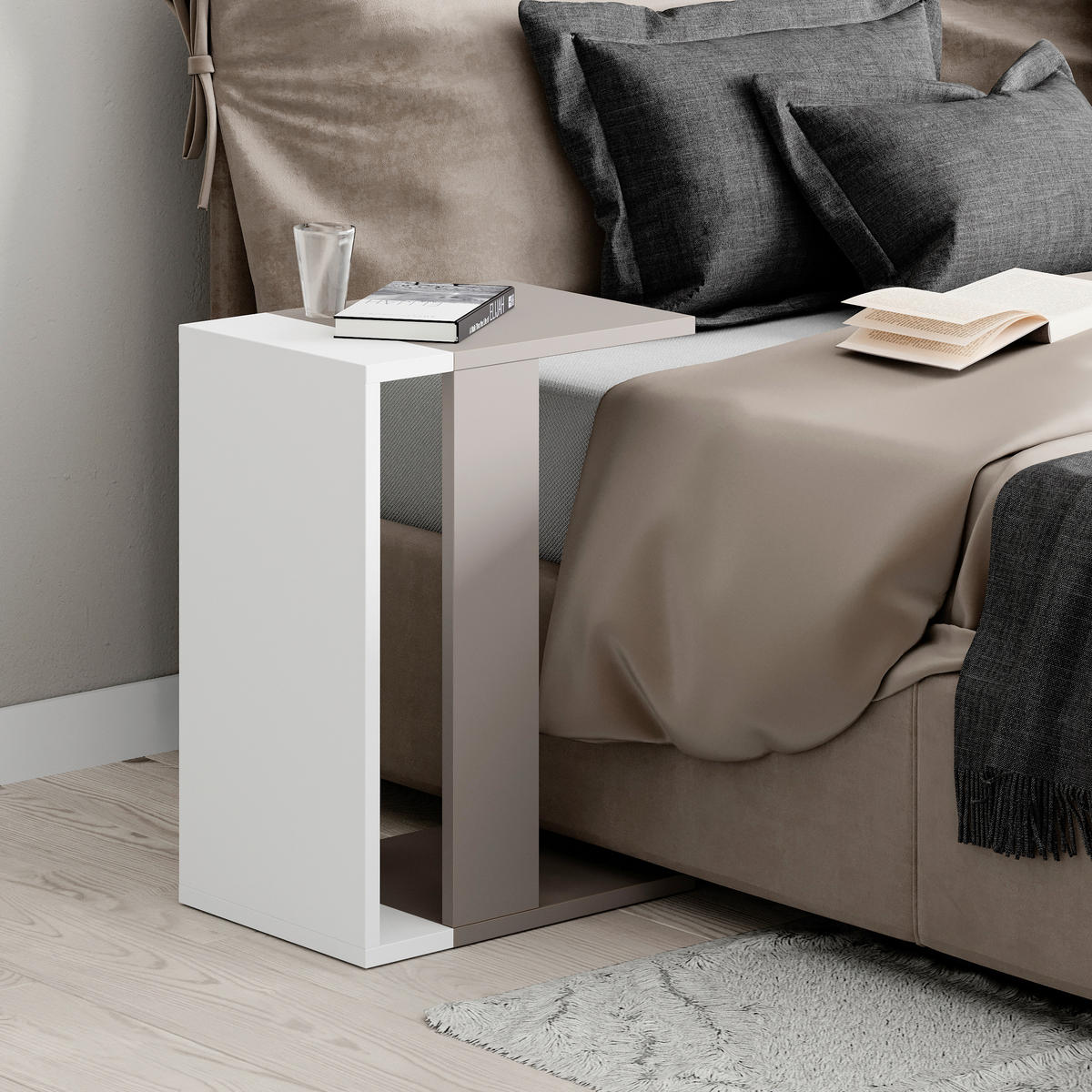 COUCHTISCH in Holzwerkstoff 30/40/57 cm  - Weiss/Mokka, Design, Holzwerkstoff (30/40/57cm) - Livetastic