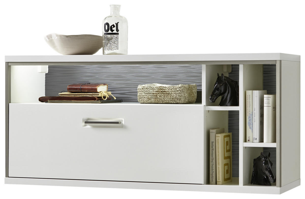 HÄNGEELEMENT in Grau, Silberfarben, Weiss, Weiss Hochglanz   - Weiss Hochglanz/Weiss, Design, Holzwerkstoff/Metall (124/56/38cm) - Livetastic