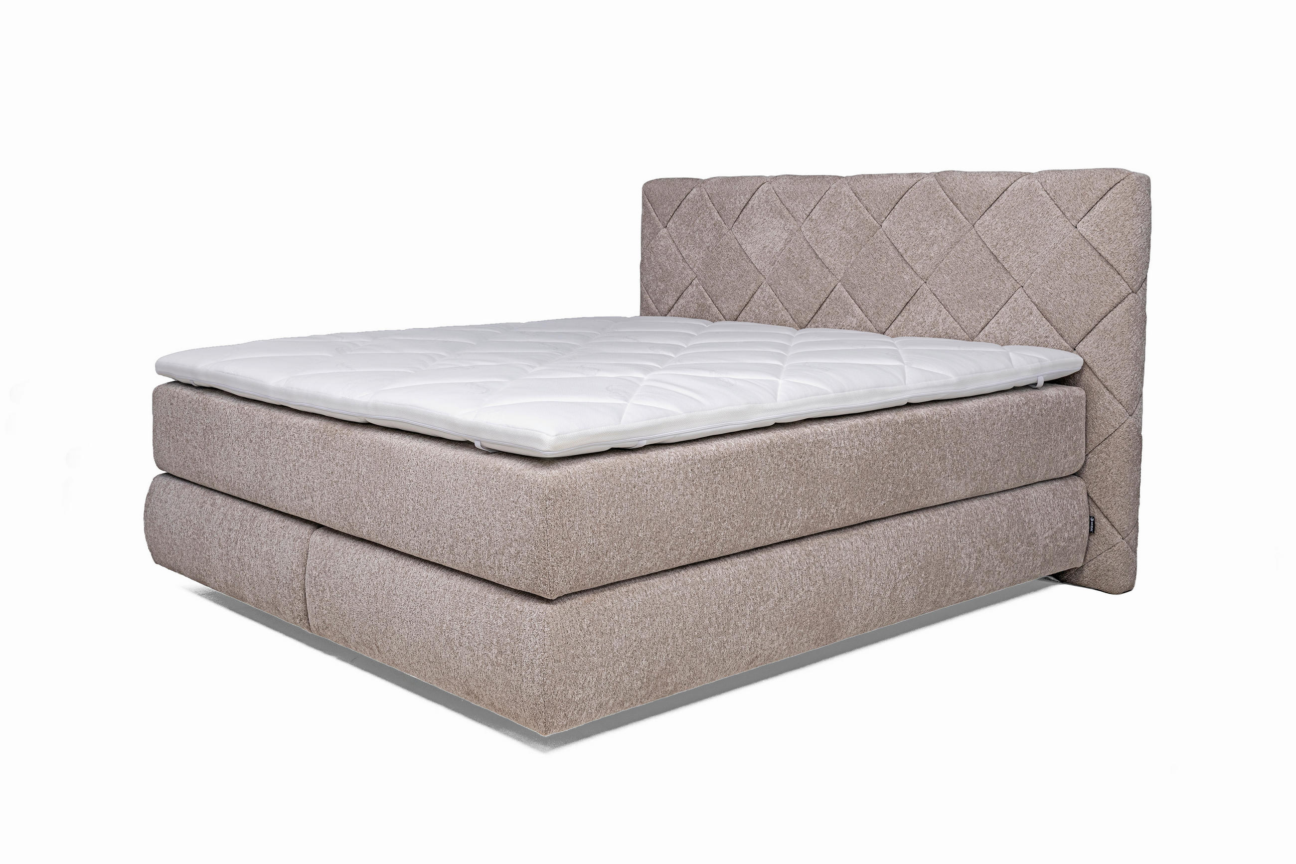 KONTINENTALSÄNG 180/200 cm,  in mocca, bäddmadrass, H2 = medelfast  - svart/mocca, Design, trämaterial/trä (180/200cm) - Visionight