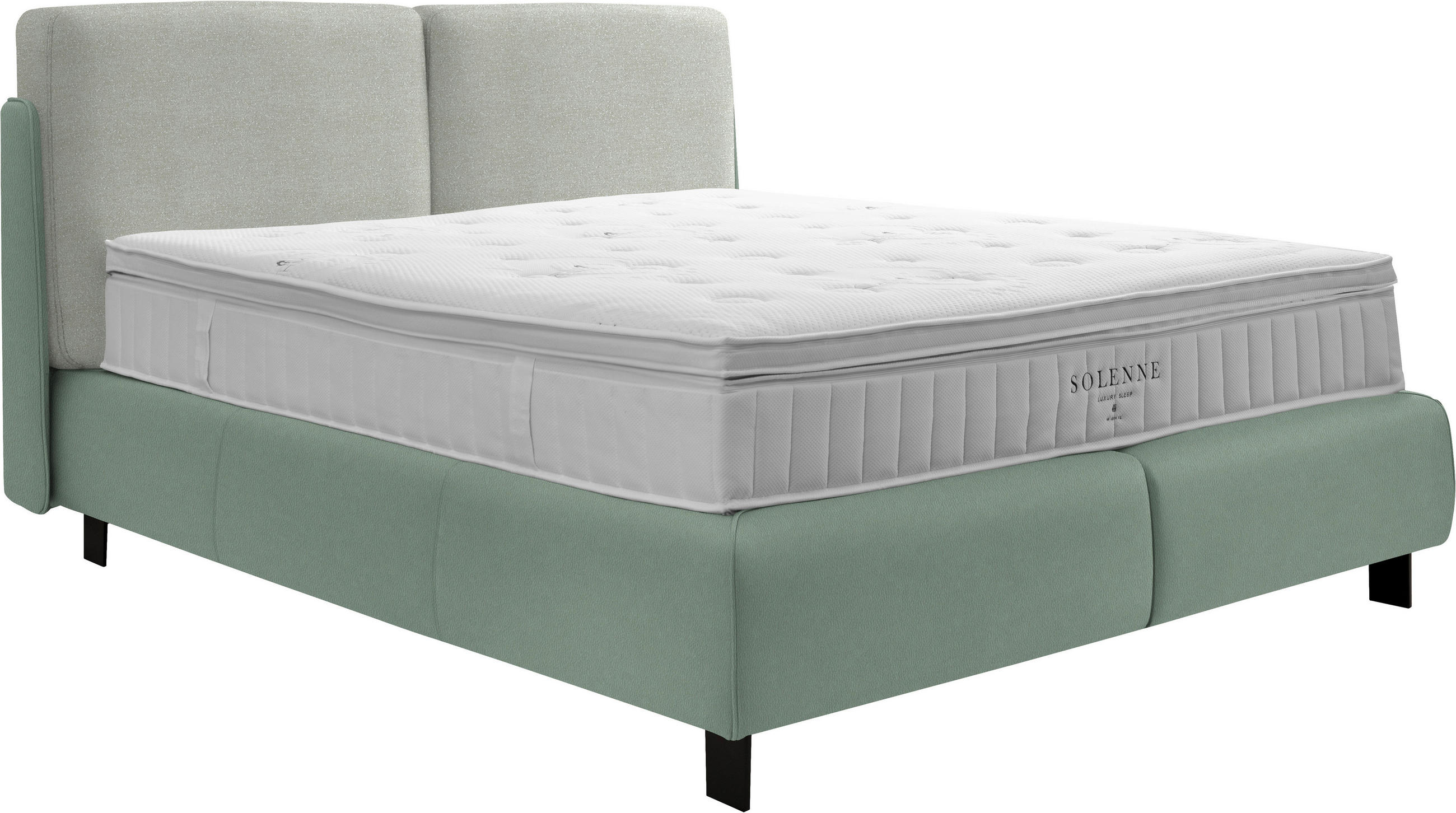 BOXSPRINGBETT 160/200 cm  in Hellgrau, Salbeigrün  - Salbeigrün/Hellgrau, Design, Textil/Metall (160/200cm) - Johann Jakob