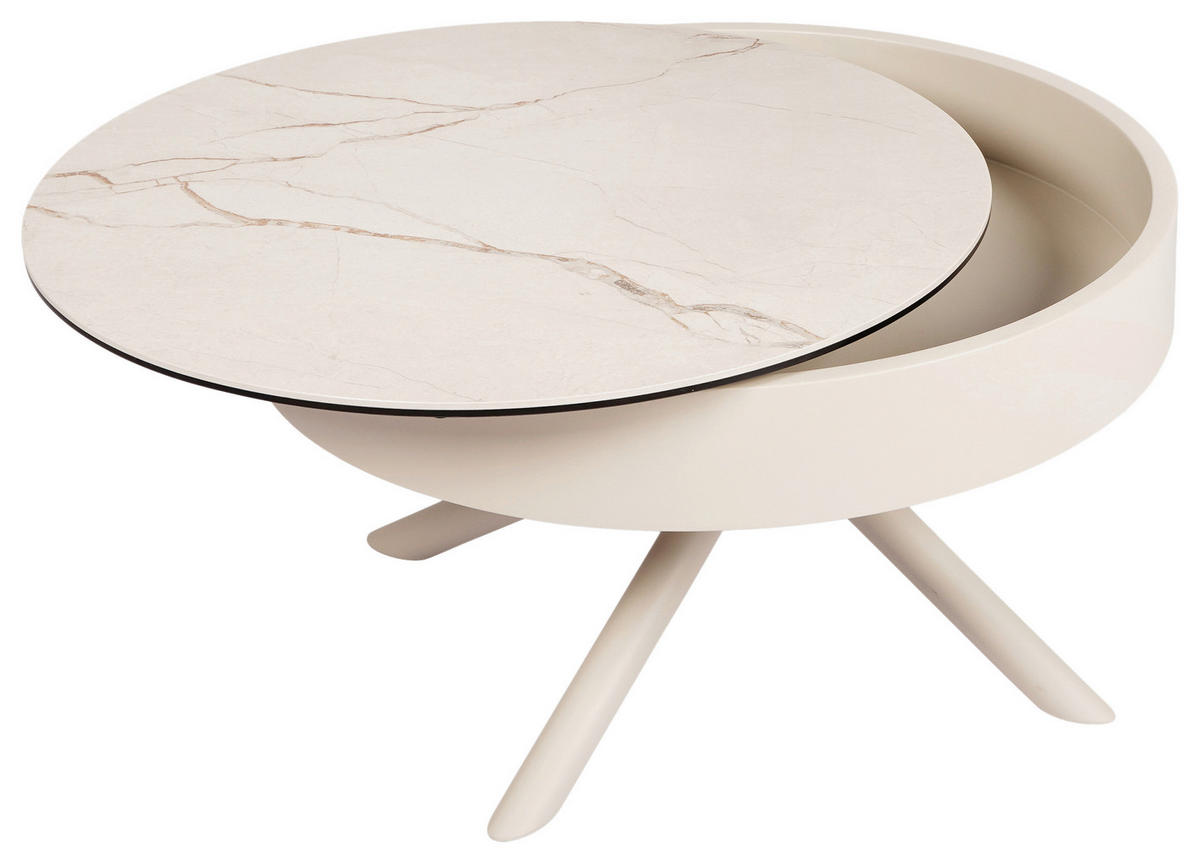 COUCHTISCH ESG 73.5/73.5/42 cm rund Beige  - Beige, Design, Glas/Keramik (73.5/73.5/42cm) - Novel