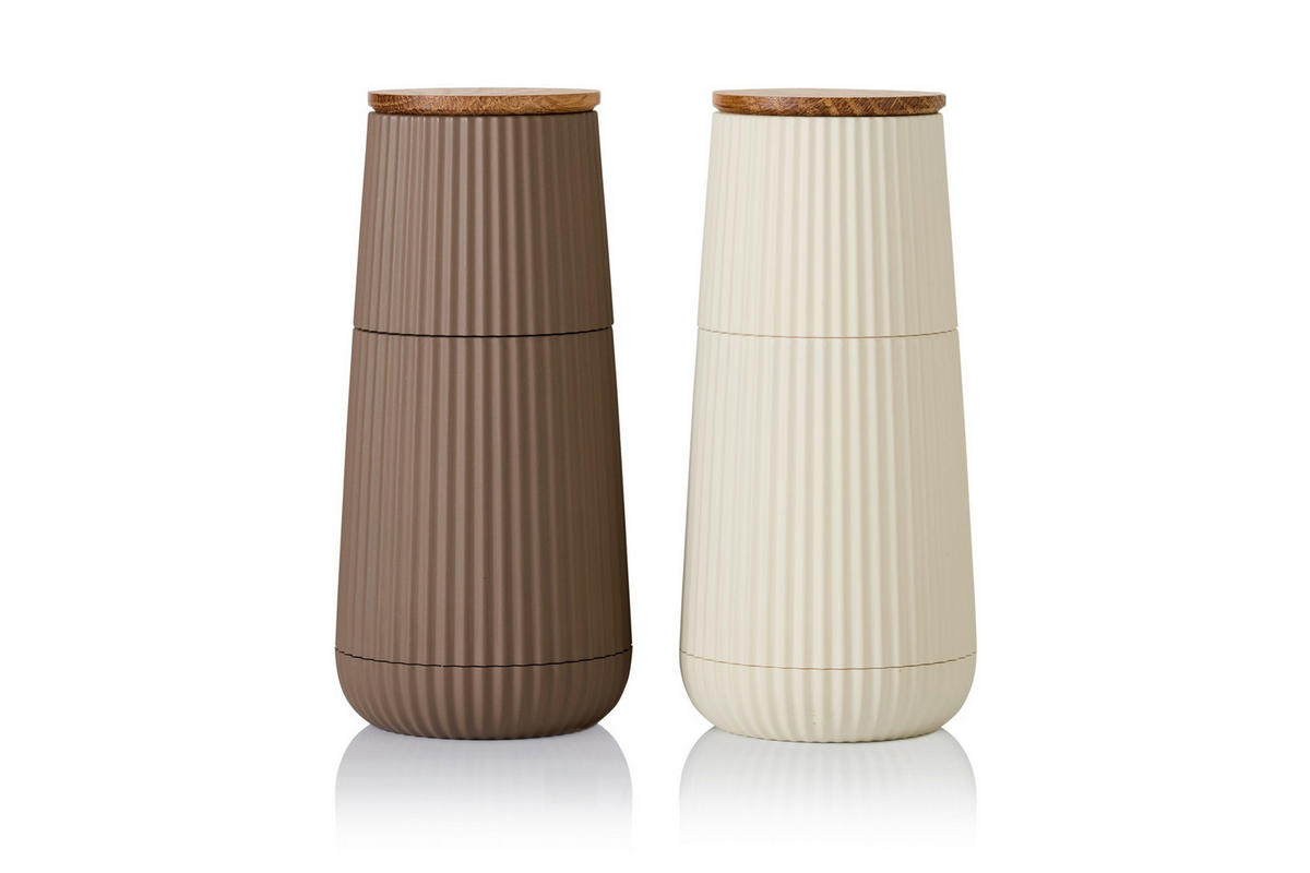 SALZ- UND PFEFFERSTREUER  - Hellbraun, Design, Kunststoff (12,3/5,8cm) - AdHoc