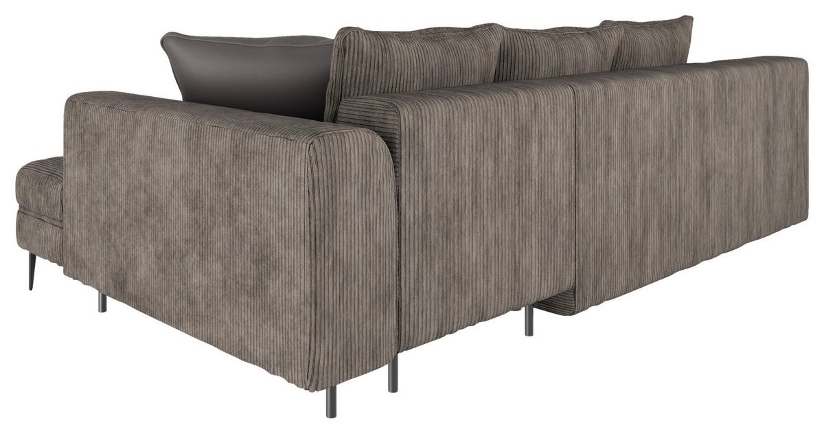 ECKSOFA Braun Cord  - Schwarz/Braun, Design, Kunststoff/Textil (177/276cm) - MID.YOU