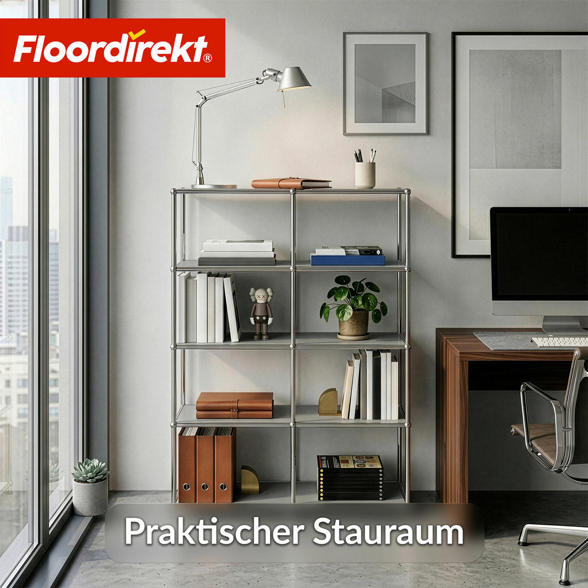 STANDREGAL Grau  - Grau, Basics, Metall (78/118/40cm) - Floordirekt